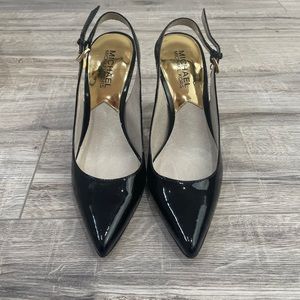 Michael Kors patent black leather sling back heels